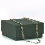 Celtic 925 silver chain necklace draped over gift box