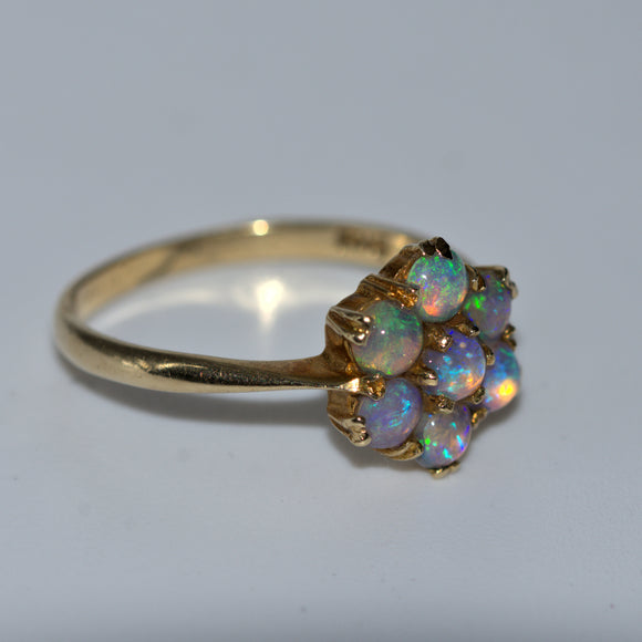 vintage 9ct gold Opal cluster flower ring
