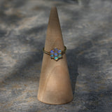 solid 9ct gold Opal flower cluster ring