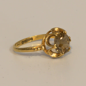 Smokey Quartz solid 9ct gold ring