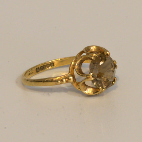 Smokey Quartz solid 9ct gold ring