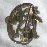 silver plated nature brooch, back view