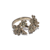 pre-owned silver flower ring