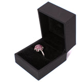 Ruby silver cluster ring in gift box