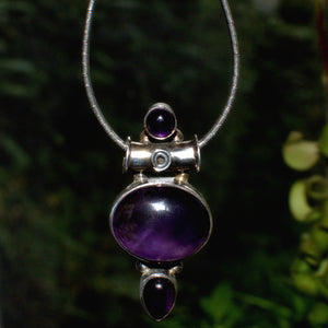 Amethyst and silver pendant necklace