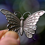 brushed sterling silver butterfly brooch