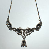 silver Bluebell swag necklace, back view