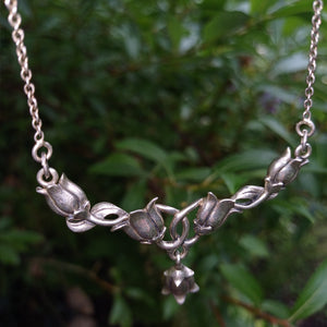 Art Nouveau style silver Bluebell necklace