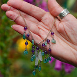 925 silver Moonstone Amethyst and blue gemstone bead multi drop necklace