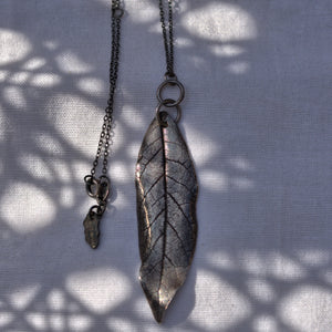 silver willow leaf nature pendant