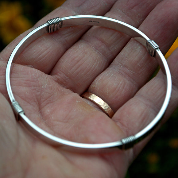 solid silver wire wrapped bangle