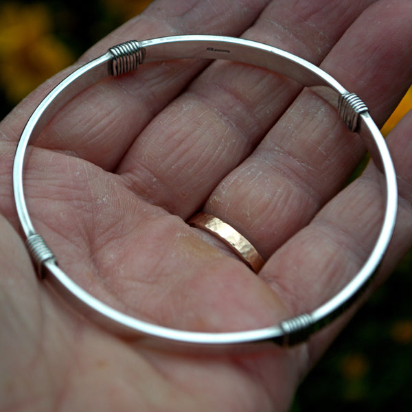 14K & Sterling popular Silver Wire Wrap Bracelet