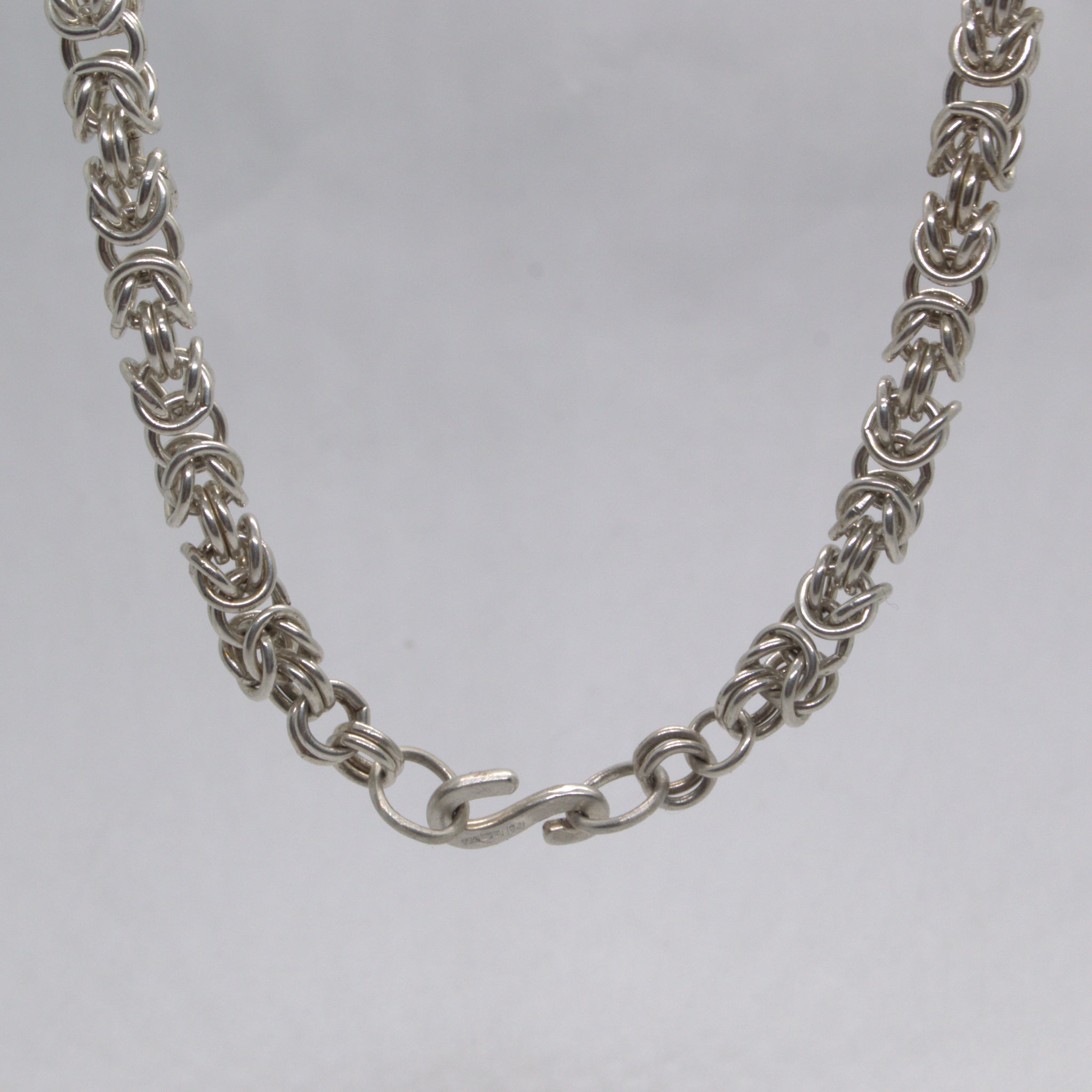 silver woven chainmail style necklace – Iceni Silvercraft