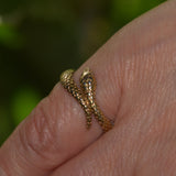 solid silver and gold plated snake ring