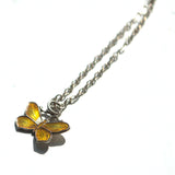 tiny silver and yellow butterfly necklace