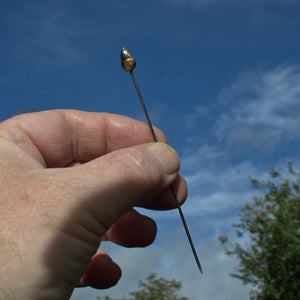 Antique acorn hatpin, 9ct yellow gold hatpin