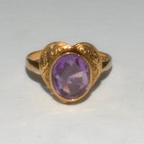 9ct yellow gold Amethyst heart ring