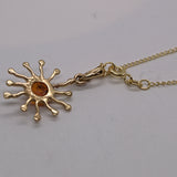 9ct gold and Amber sun necklace reverse view