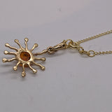 9ct gold and Amber sun necklace back view