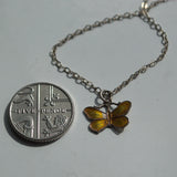 vintage silver and yellow guilloche butterfly necklace