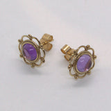 solid 9ct gold Amethyst frill stud earrings