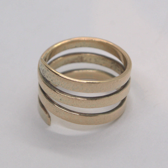 textured spiral 9ct solid gold ring