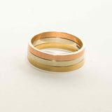 tri colour 9ct sold gold stacking rings