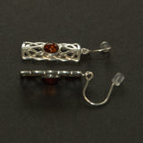 Silver Amber Celtic oblong earrings