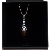 Amber Celtic knotwork pendant necklace