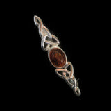 Celtic Amber and silver brooch