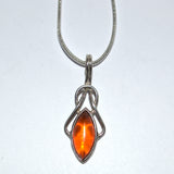 vintage Amber and silver Celtic pendant