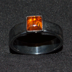 silver and Amber cast ring