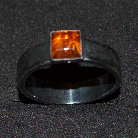 silver and Amber cast ring