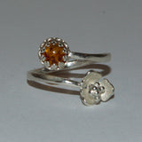 Amber silver nature ring