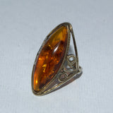 vintage silver and Amber marquise ring