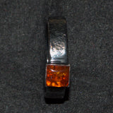 Amber and cast silver ring