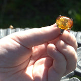 Amber and silver statement ring