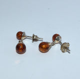 vintage silver Amber stud dangle earrings