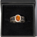 Celtic silver and Amber ring in gift box