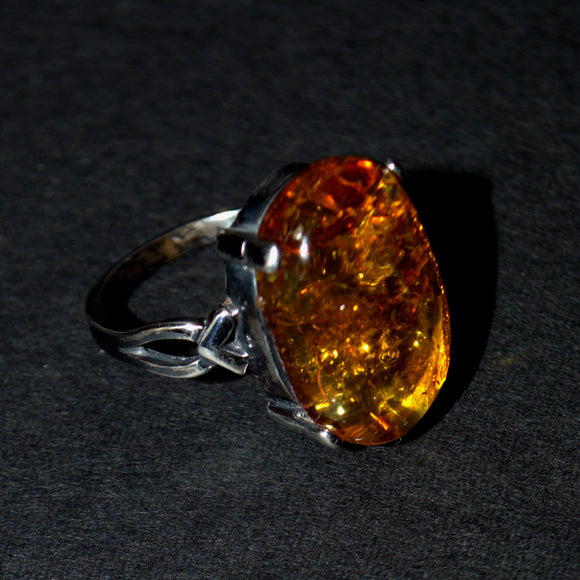 silver and Amber statement ring