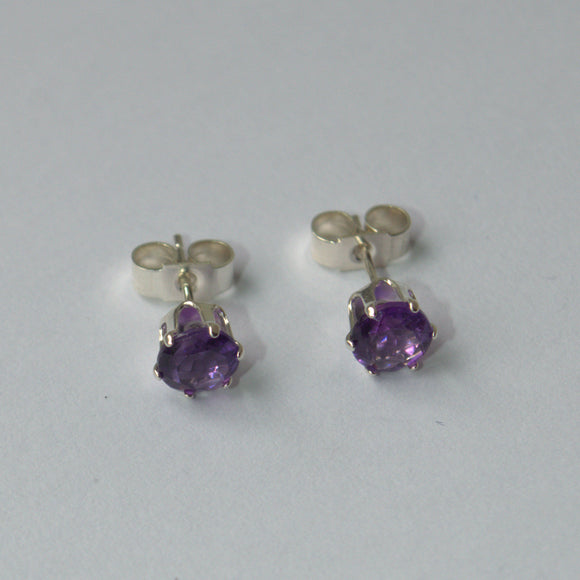Amethyst and silver stud earrings