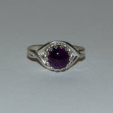 Amethyst crown set silver ring