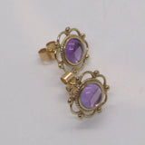 Amethyst 9ct gold frill stud earrings