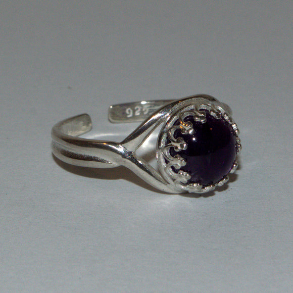 silver and Amethyst adjustable ring