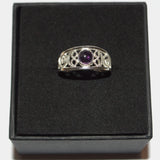 Amethyst silver openwork ring