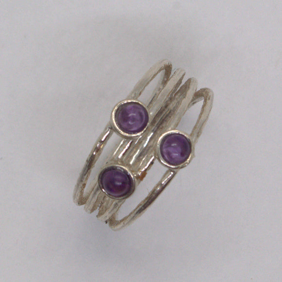 silver and Amethyst textured ring
