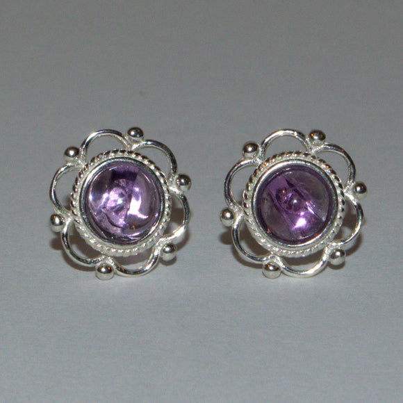 Silver and Amethyst stud earrings