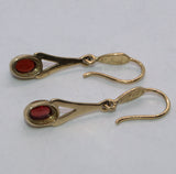 Garnet Aquarius birthday gold drop earrings