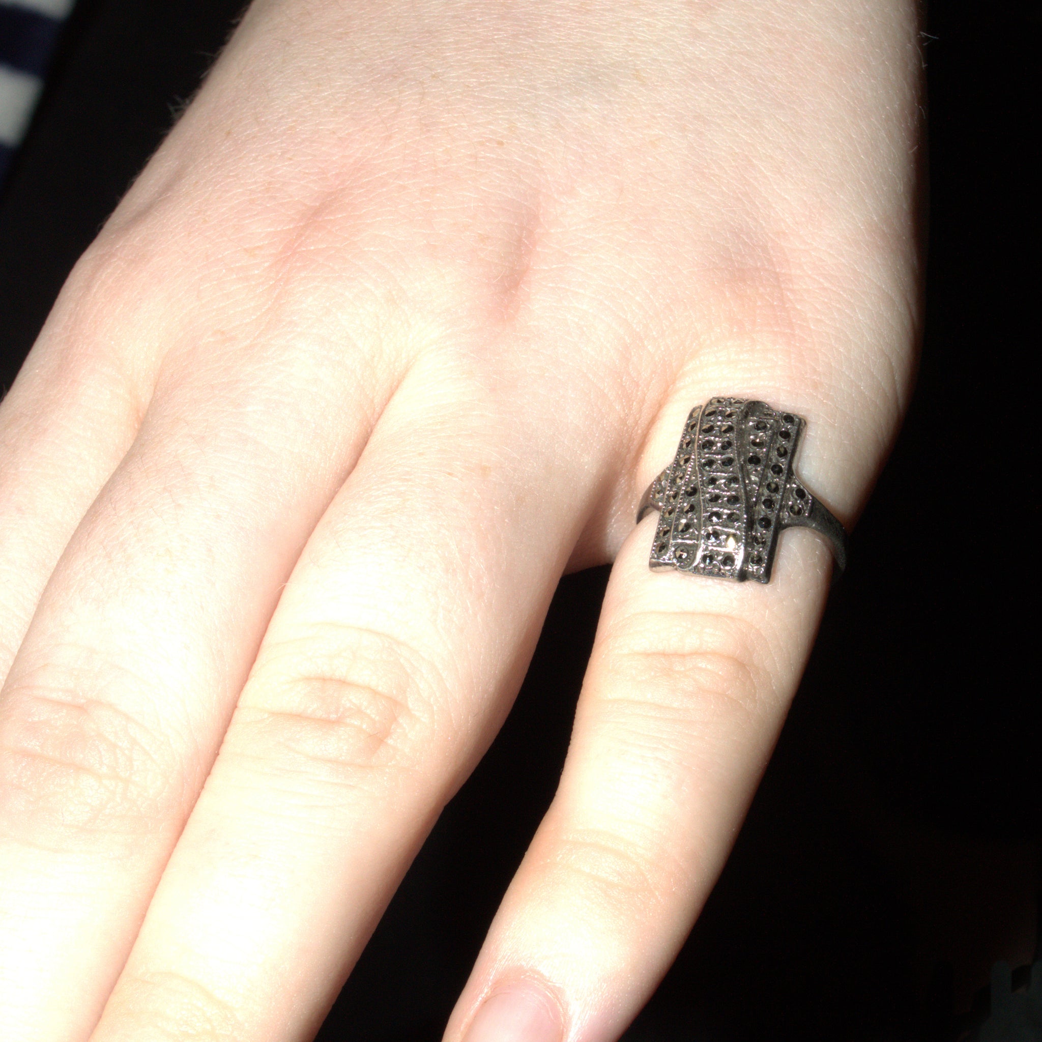 Vintage marcasite silver art deco 1920 s style ring Iceni