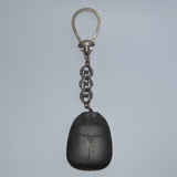 black basalt and silver Art Deco scarab pendant